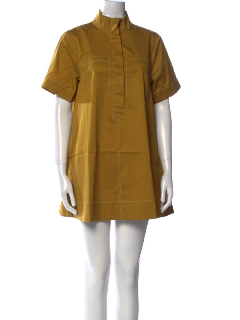 Christian Lacroix Olive-Mustard Short A-Line Mini Dress, Size S